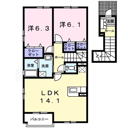 星田駅 徒歩18分 2階の物件間取画像